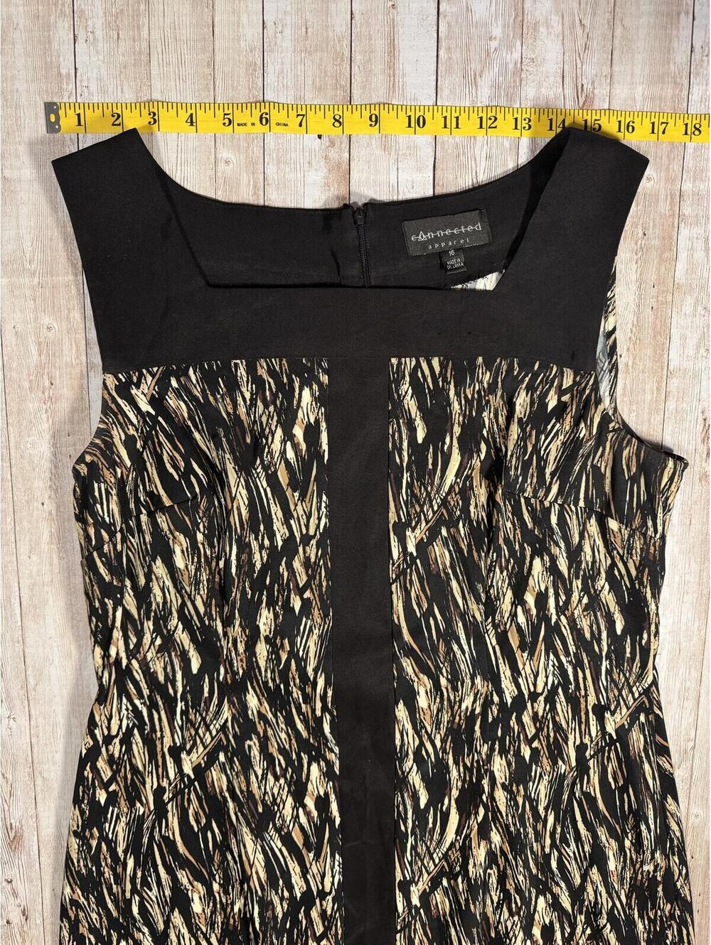 connected apparel Black and Cream Patterned Sheath Dress - Picture 4 of 9